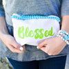 Blessed Canvas Everything Bag with Pom Poms