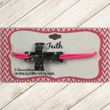 Pink Stamped Faith Cross Bracelet