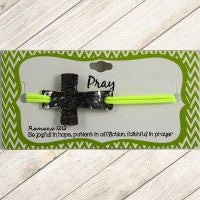 Green Stamped Pray Cross Bracelet