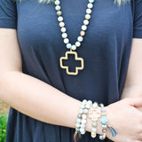 'Gigi' Cross Choose Love Stone Bead Bracelet