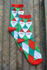 Red and Green Diamond Santa Crew Sock