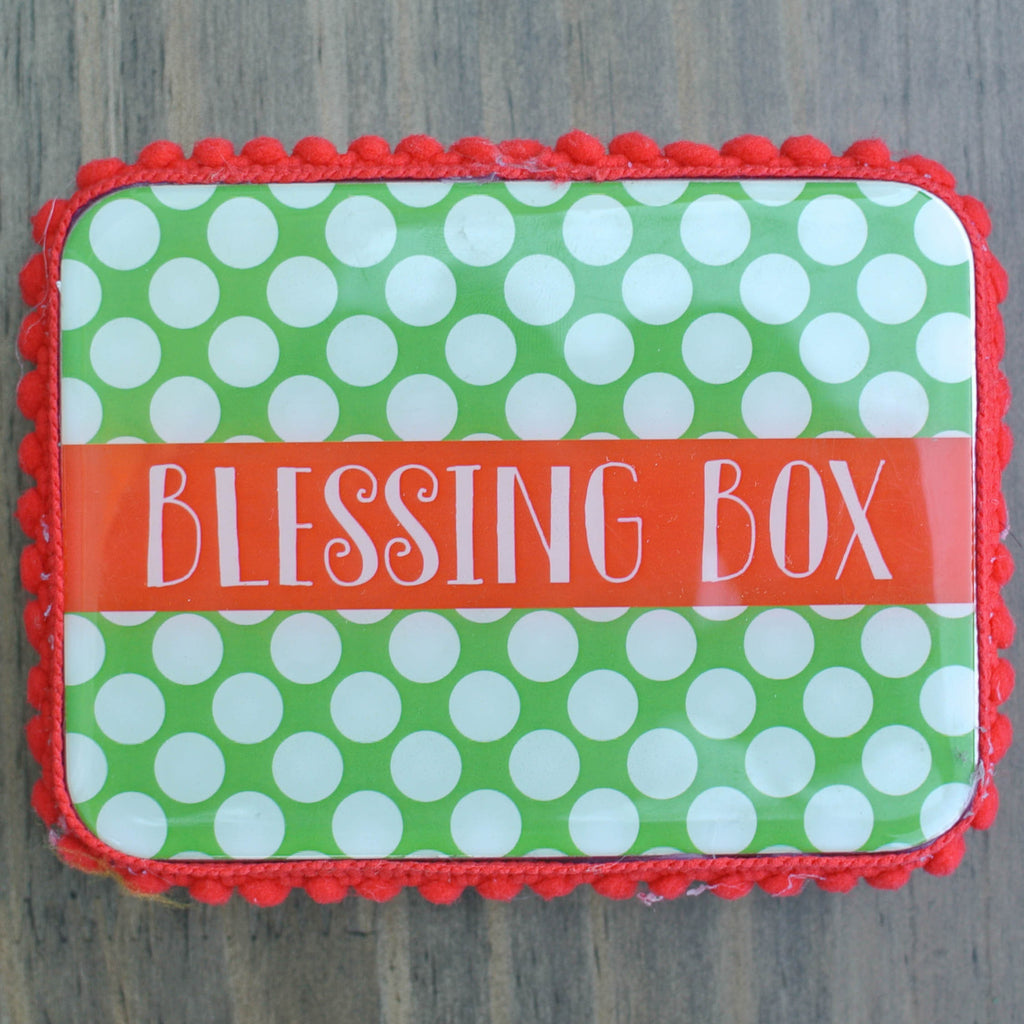 Green Polka Dot Christmas Blessing Box