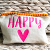 Happy Heart Canvas Everything Bag with Pom Poms