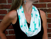 White with Turquoise Cross Scarf