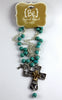 Silver & Gold Turquoise Cross Necklace