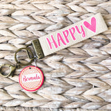 Pink Happy Heart Keychain
