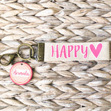 Pink Happy Heart Keychain