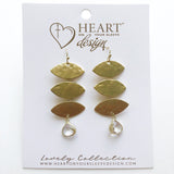 Gold Leaf Drop Earrings ~ Clear