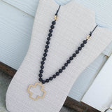 'Luna' Cross Choose Love Stone Bead & Genuine Leather Necklace