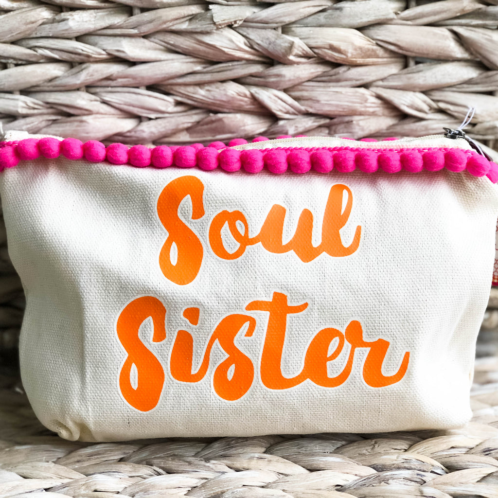 Soul Sister Canvas Everything Bag with Pom Poms