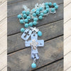 Silver & Gold Turquoise Cross Necklace