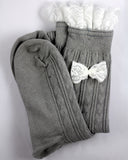 Light Gray and Lace Boot Socks